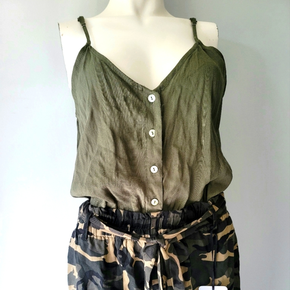 BRAND NEW! Shinestar Sleeveless Camo Green Short Romper